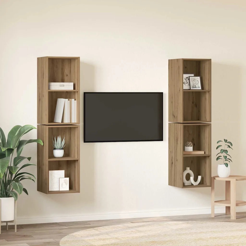 Set mobile TV 4 pcs Rovere artigianale Legno multistrato 3393563