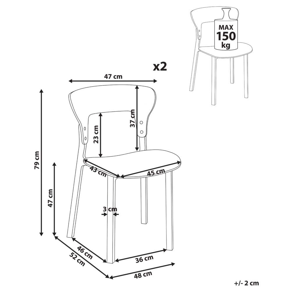 Set di 2 sedie da pranzo in gomma con struttura in legno Mobili da cucina per la sala da pranzo nero in stile retrò