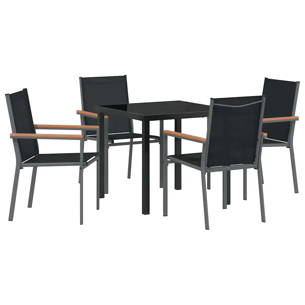 Set da Pranzo per Giardino 5 pcs Nero 3379087