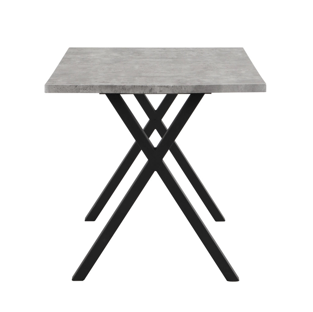 Tavolo moderno con gambe a croce in MDF e metallo grigio e nero