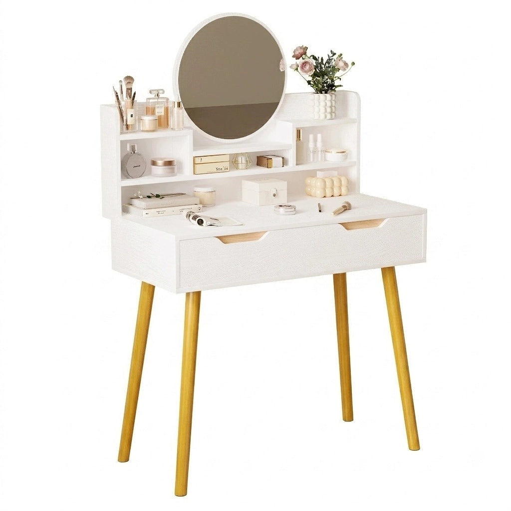 Moderna toeletta con specchio e cassetto capiente in stile scandinavo