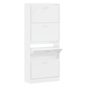 Scarpiera | Mobile per scarpe Bianco Lucido 63x24x147 cm in Legno Multistrato