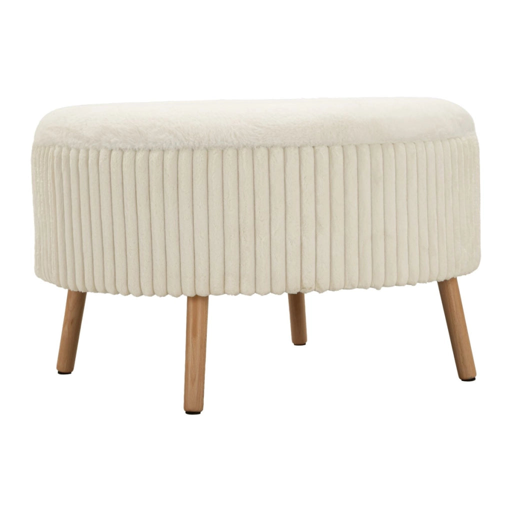 Pouf Goteborg rotondo in tessuto bianco