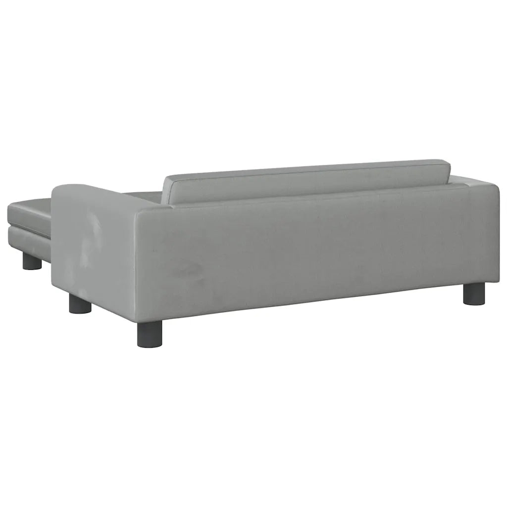 Divano Bambini Poggiapiedi-Sofa-Divanetto Bambini Grigio Chiaro 100x50x30 cm Velluto