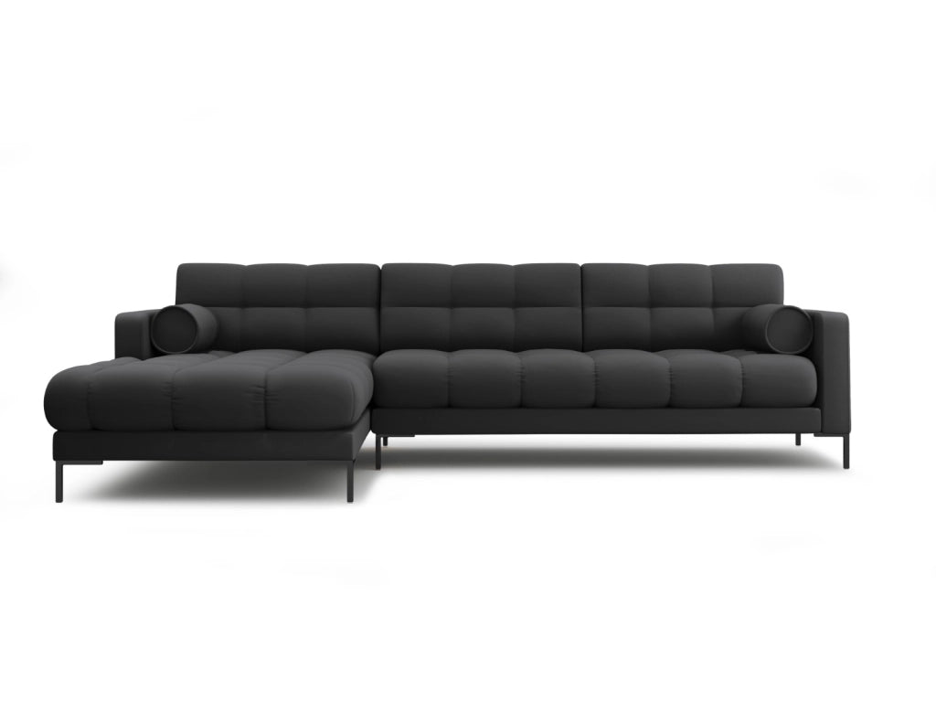 Cosmopolitan Design - Divano angolare sinistro "Bali" 5 posti in tessuto strutturato grigio scuro 