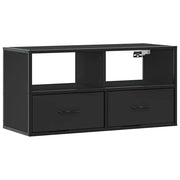 Mobile porta TV a parete pratico dal design industriale e con vano contenitore 80 x 31 x 39,5 cm legno nero 02_0049625