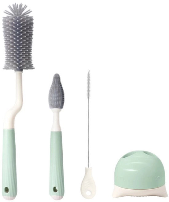 Spazzola per bottiglie Bimbo - Pulitore per bottiglie - BPA libero - Spazzola per bottiglie Bimbo - Silicone - 4 pezzi - 4 in 1 - Spazzola per bottiglie - Spazzola per bottiglie resistente al lavastoviglie - base fissa