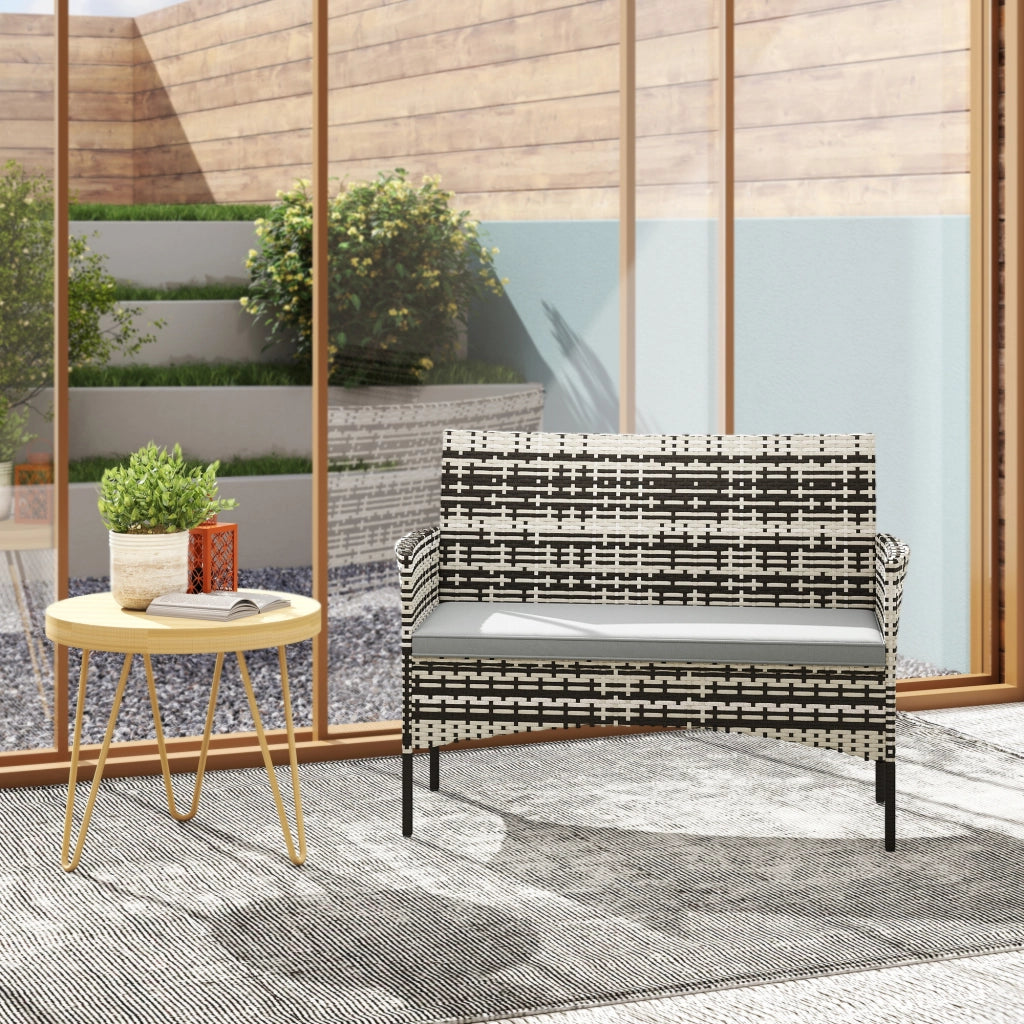 Divano 2 posti giardino in polyrattan con cuscini ¨C zephmum ¨C 115x63x85 cm grigio chiaro