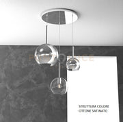 SOSP. OTTONE SAT. TONDA 3 LUCI VETRI 1 GRANDE CROMO+1 MEDIO TRASPARENTE+1 PICCOLO CROMO 1155OS-S3 TMIX-TC