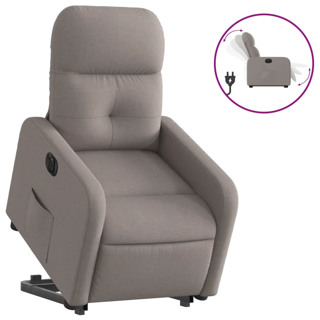 Poltrona | Sedia Relax Alzapersona Reclinabile Elettrica Tortora in Tessuto