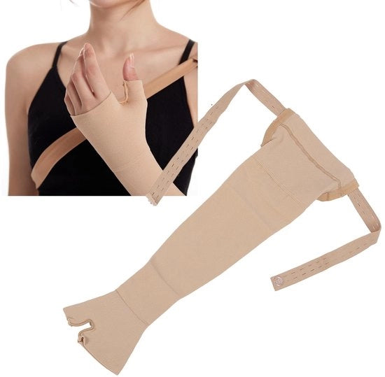 Sostegno per braccio contro l'edema - Materiale nylon soffice - Elevata elasticità - Respirabile - Portatile - Livello di pressione due - Riduzione della gonfiorezza - Cintura compressiva per braccio