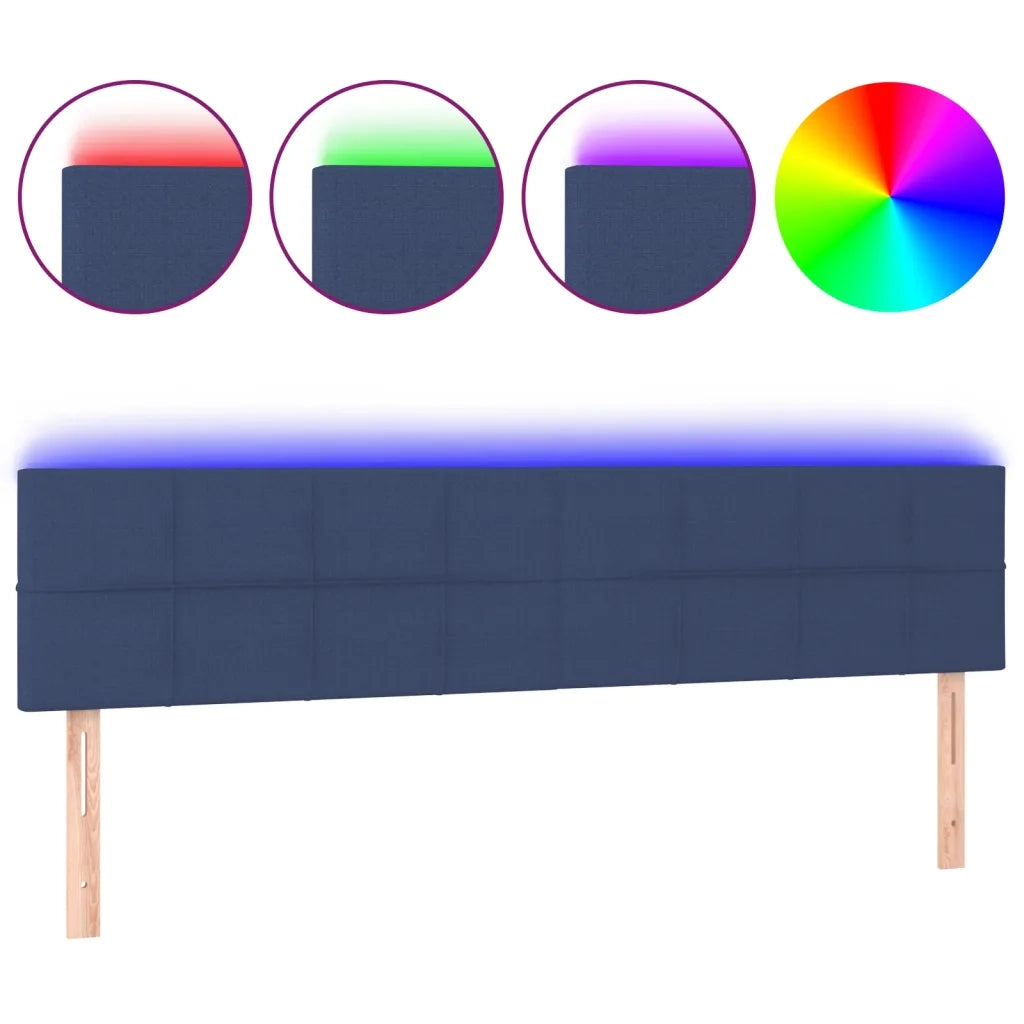 Testiera a LED Blu 200x5x78/88 cm in Tessuto 3121640