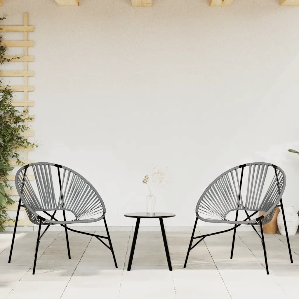 Sedia da Uovo da Giardino in Polyrattan Nero e Grigio Chiaro 4009289