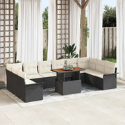 Set Divano da Giardino 11 pcs Nero e Crema polyrattan 3349382