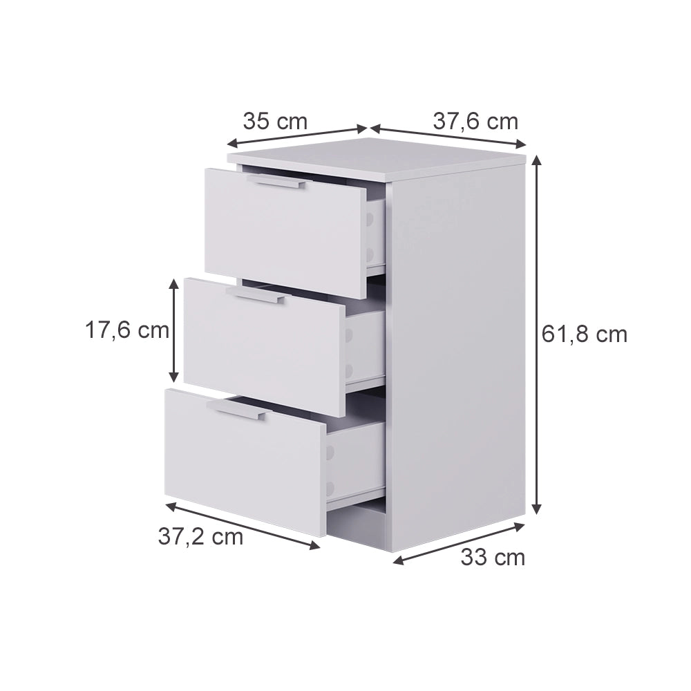 Vicco Comodino Bianco con cassetti