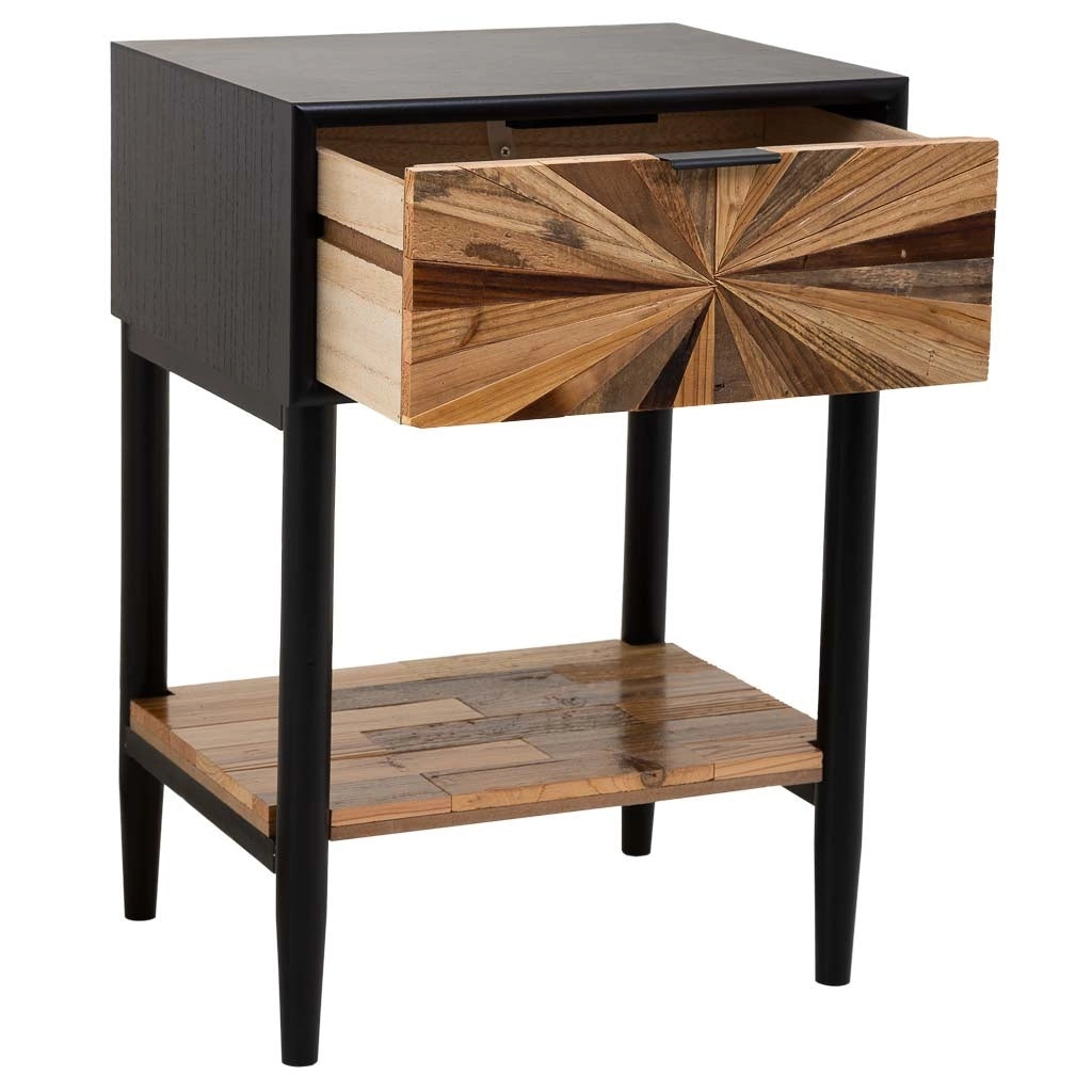 Tavolo in legno e metallo con 1 cassetto e 1 ripiano marrone 41x32x60