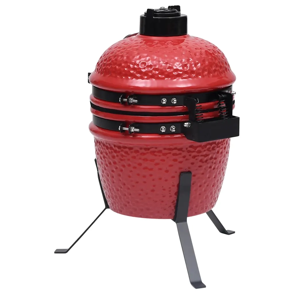 Barbecue Affumicatore 2 in 1 Kamado in Ceramica 56 cm Rosso cod mxl 54778