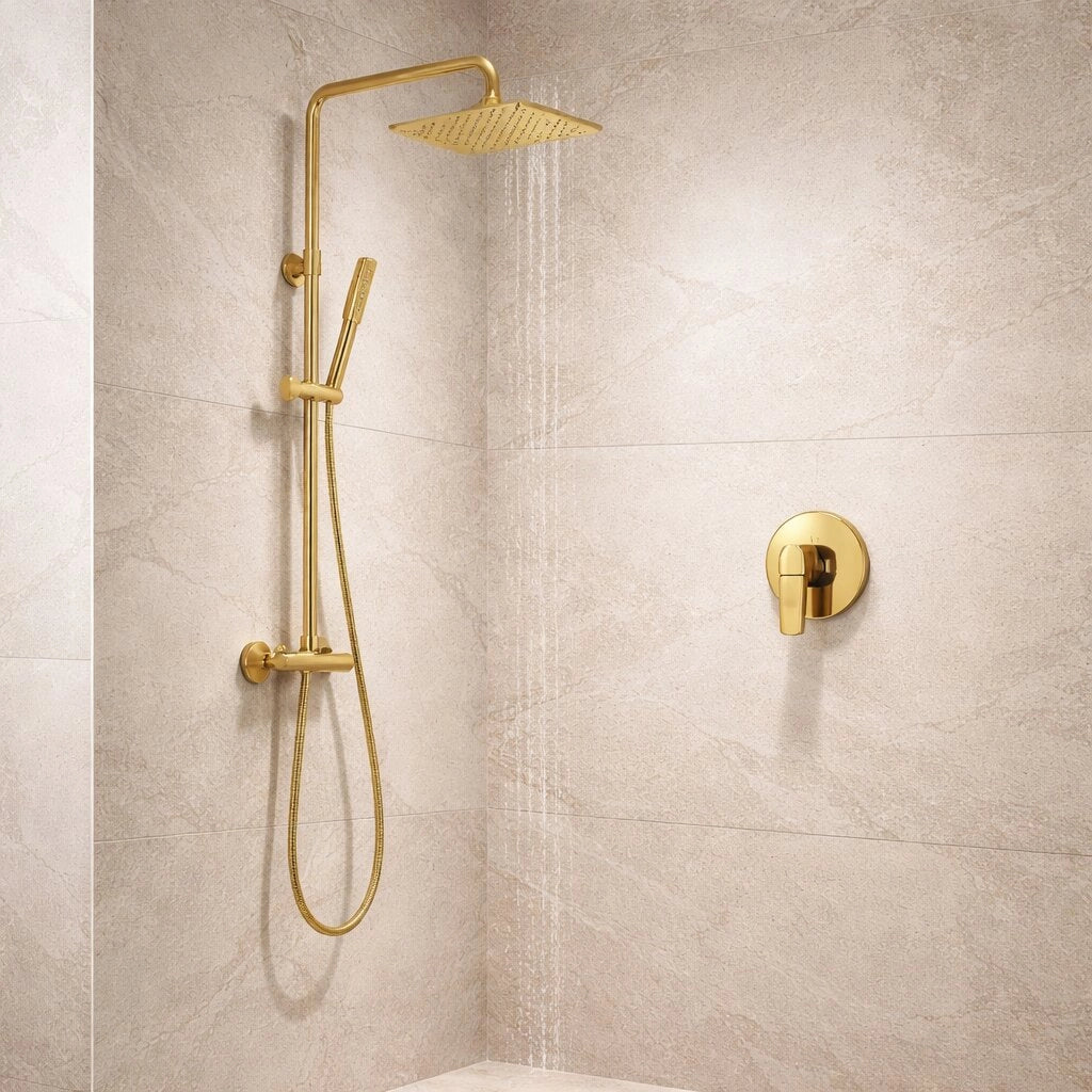 Miscelatore Per Doccia Ad Incasso Moderno Oro Monocomando a Parete 94016