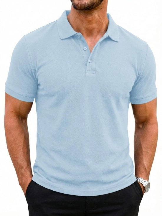 Maglietta sportiva uomo - Collo alto - Maniche corte - Fit regolare - Disegno a righe - Materiale di alta qualità e funzionale - Modello polo