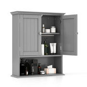 Mobiletto da bagno pensile 60 x 19 x 71 cm salvaspazio ripiani regolabili design moderno in MDF grigio 20_0017101