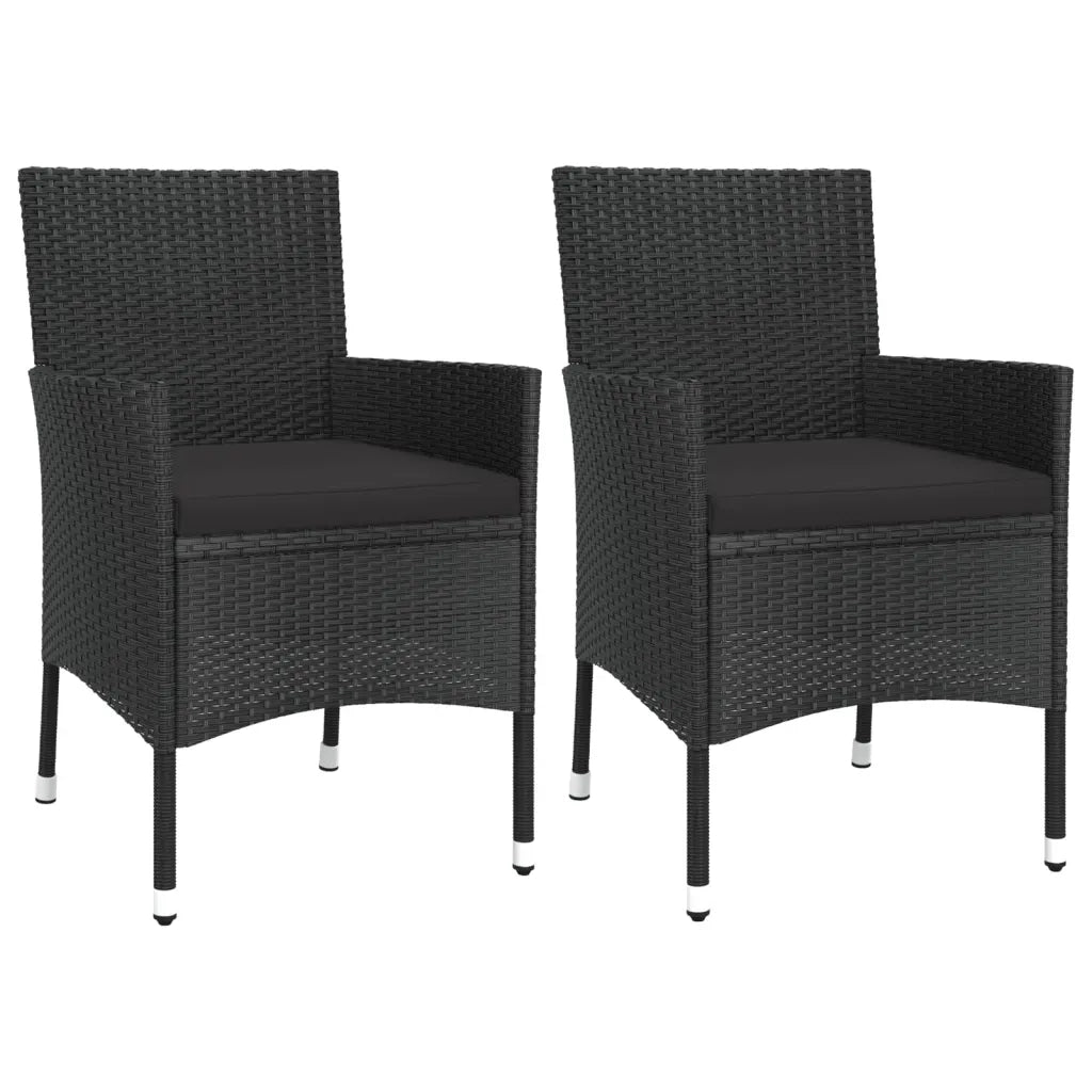 Set Bistr¨° da Giardino 3 pz | Set Salotto da Giardino con Cuscini in Polyrattan Nero