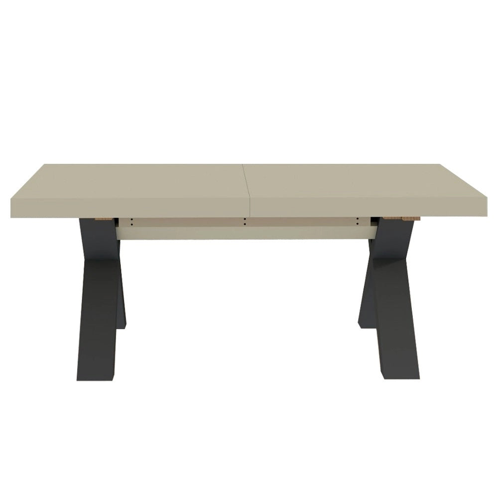 Tavolo Allungabile Milonga480 180 cm con Piano Cashmere e Gambe Incrociate Antracite