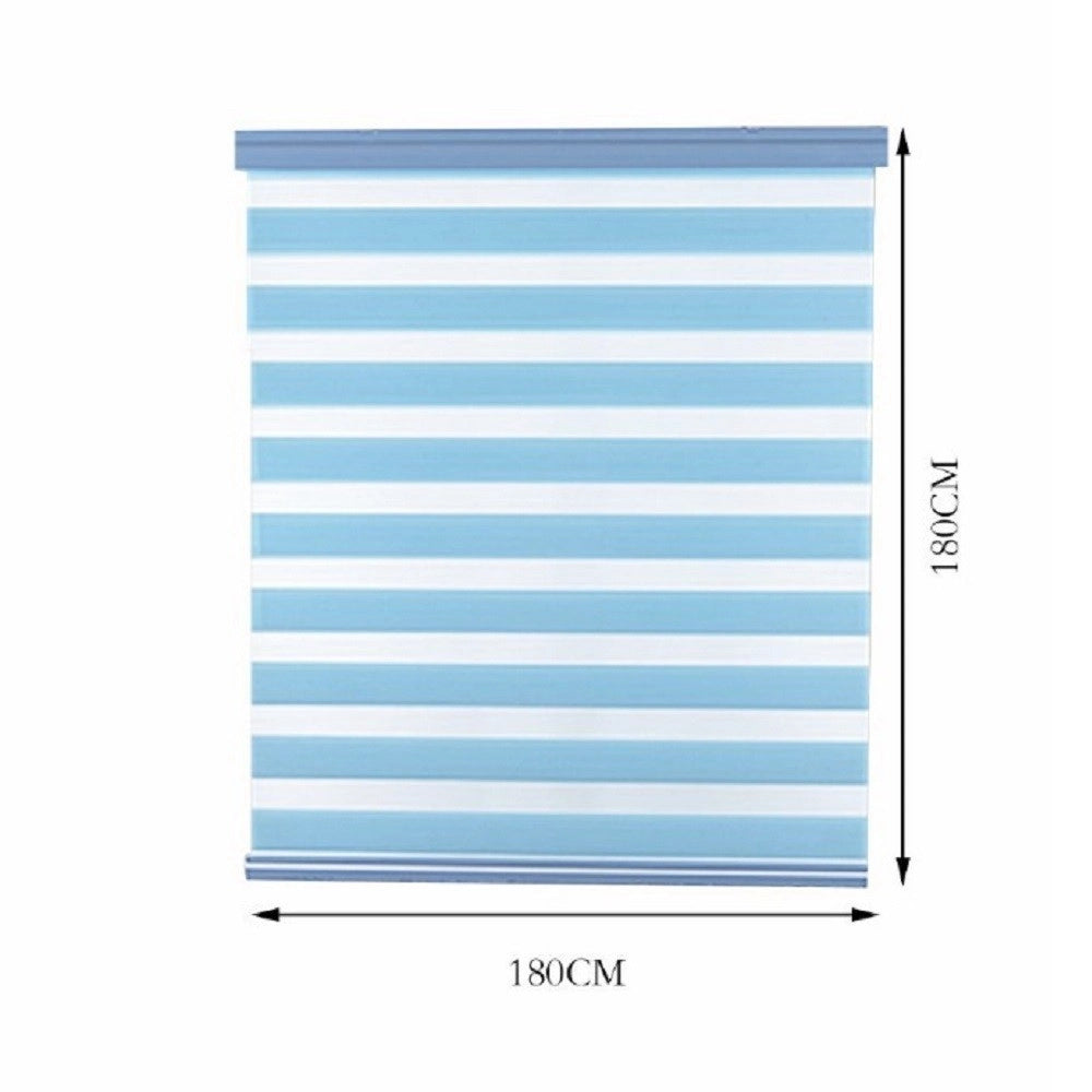 Trade Shop - Tenda A Rullo Doppio Oscurante Interni Senza Foratura Avvolgibile Finestre Porte - Azzurro   -180x180cm   -