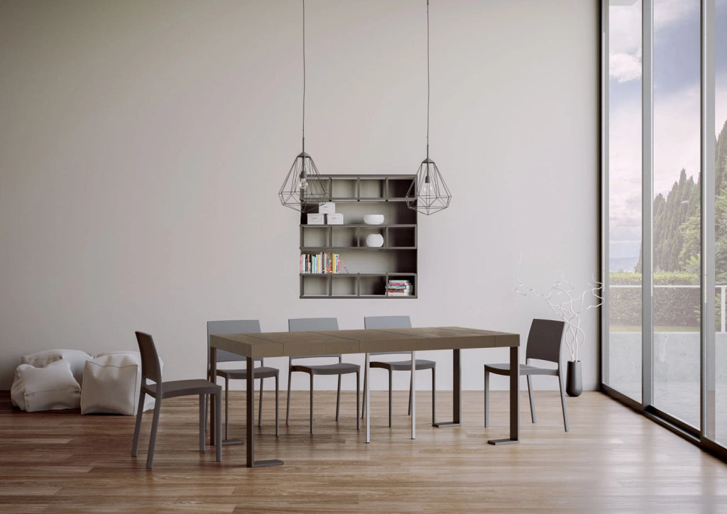 Consolle allungabile 90x40/196 cm Tecno Small Premium Tortora telaio Antracite