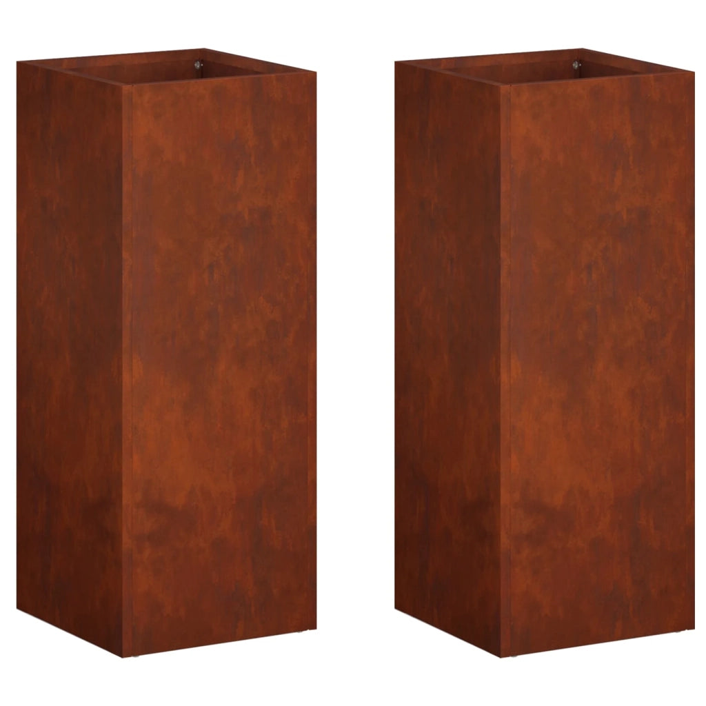 Vaso da giardino 2 pz Ruggine 20 x 20 x 40 cm Acciaio Corten 8005301