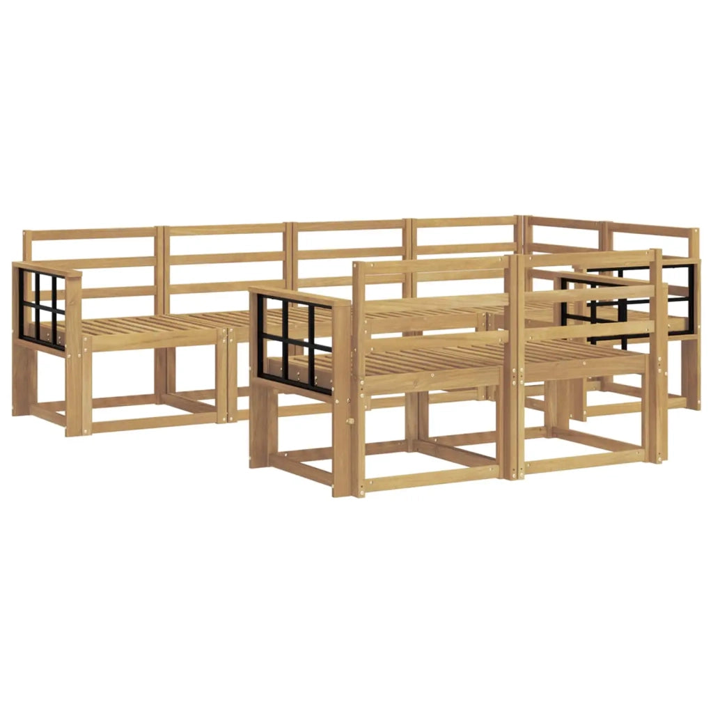 Set di divani da esterno 7 pcs Bianco Legno di Acacia Massello 3387778