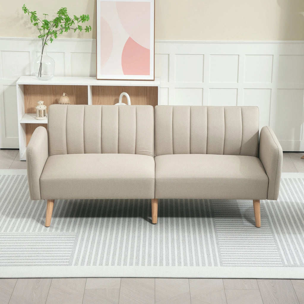 Divano letto 2 posti ¨C zephmum ¨C Tessuto beige, Struttura in legno
