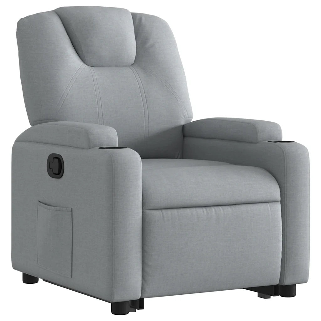 Poltrona Alzapersona Reclinabile Grigio Chiaro in Tessuto 3204368
