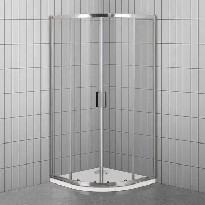 Box doccia semicircolare 80x80 doppio scorrevole con vetro temperato trasparente e profili cromo Geo