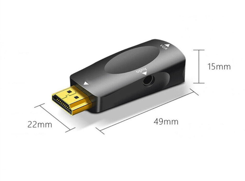 Adattatore HDMI Maschio a VGA Femmina + Cavo Audio Jack 3,5 mm per PC Notebook Monitor FULL HD
