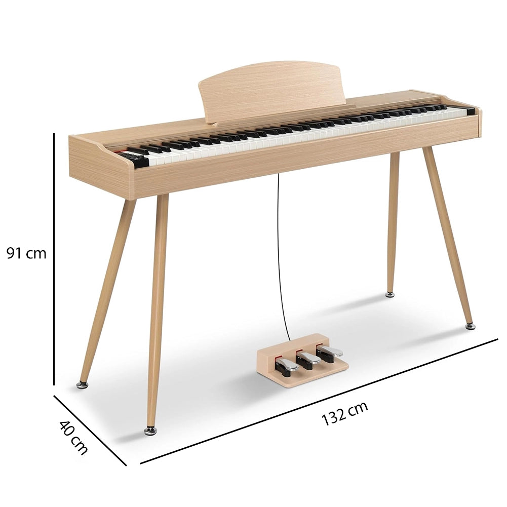 Tastiera Musicale Pianoforte Elettrico con 88 Tasti e Pedaliera Colore Naturale