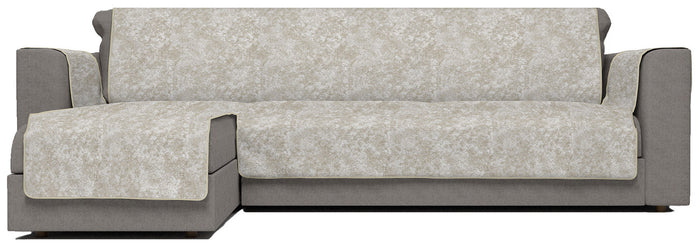 Copridivano con Penisola Sinistra Seduta 290 cm in Poliestere e Cotone Beige