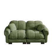 Divano modulare 2 posti con cuscini trapuntati e supporto ergonomico, in ciniglia verde, 190 × 86 × 90 cm