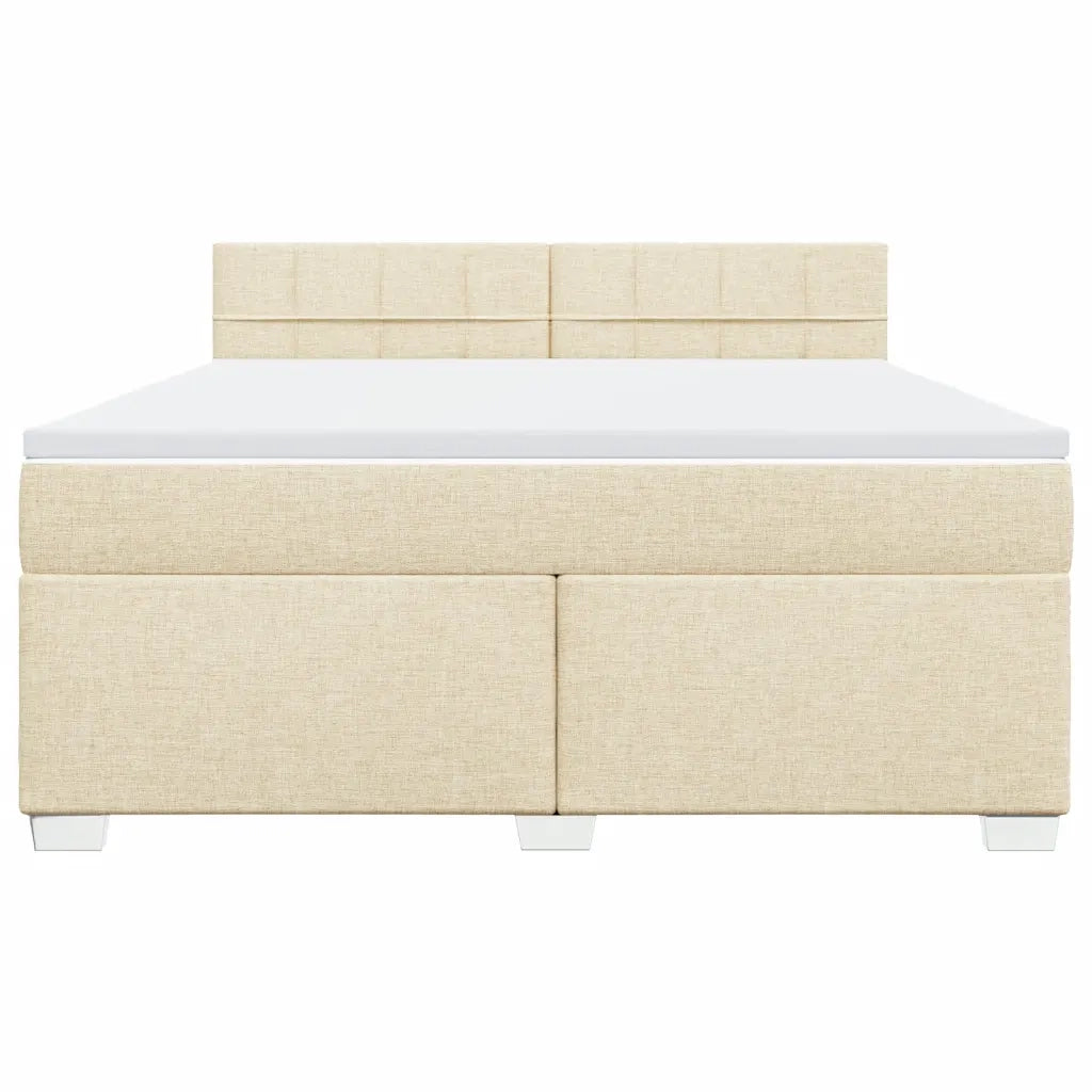 Giroletto a Molle con Materasso Crema 180x200 cm in Tessuto