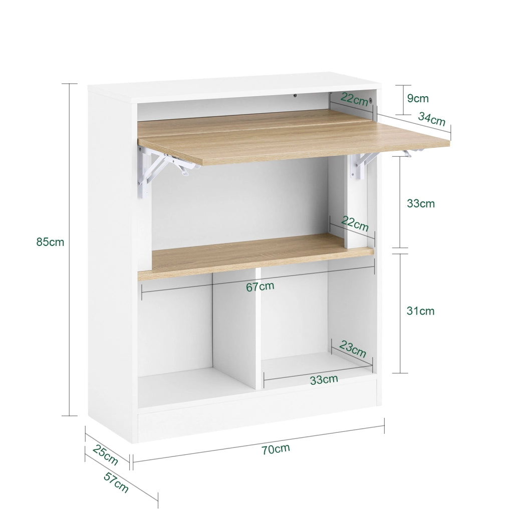 SoBuy Scrivania pieghevole Tavolo per computer con ripiani Tavolo da parete con Scomparto Bianco-Naturale 70x57x85cm FWT104-WN