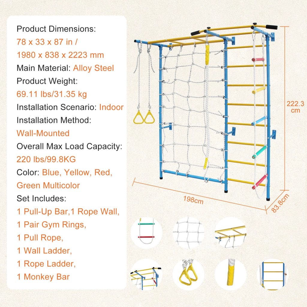 GIOCO DA ARRAMPICATA INDOOR Multifunzione Blu in acciaio al carbonio