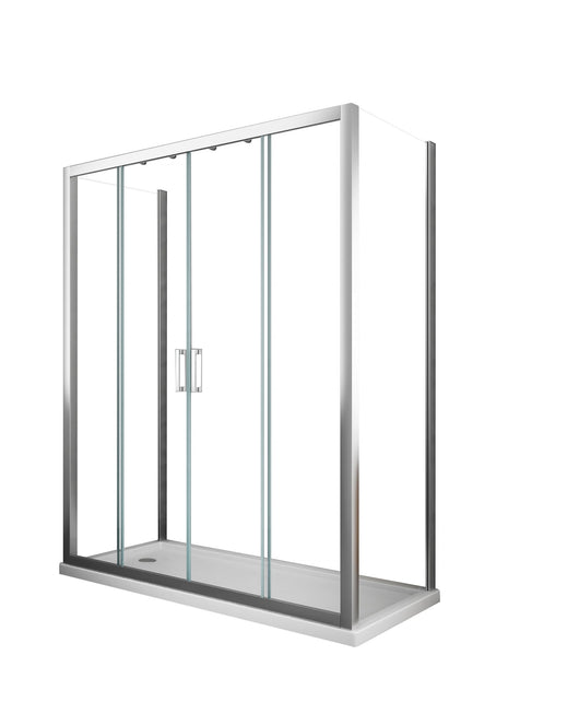 Box doccia 6 mm MISURA e PORTAa 4 ante con apertura centrale MISURA 65-67,5 ANTE FISSE + PORTA 138-143 