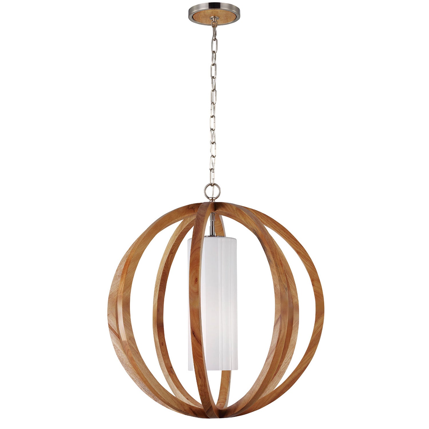 Sospensione Industrial Nordica Allier Legno Acciaio 1 Luce E27 D66Cm