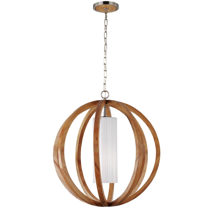 Sospensione Industrial Nordica Allier Legno Acciaio 1 Luce E27 D66Cm