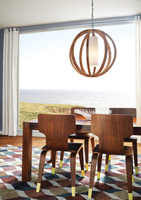 Sospensione Industrial Nordica Allier Legno Acciaio 1 Luce E27 D66Cm