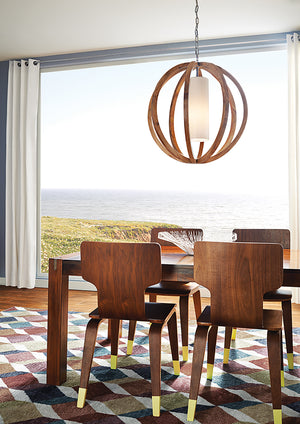 Sospensione Industrial Nordica Allier Legno Acciaio 1 Luce E27 D66Cm