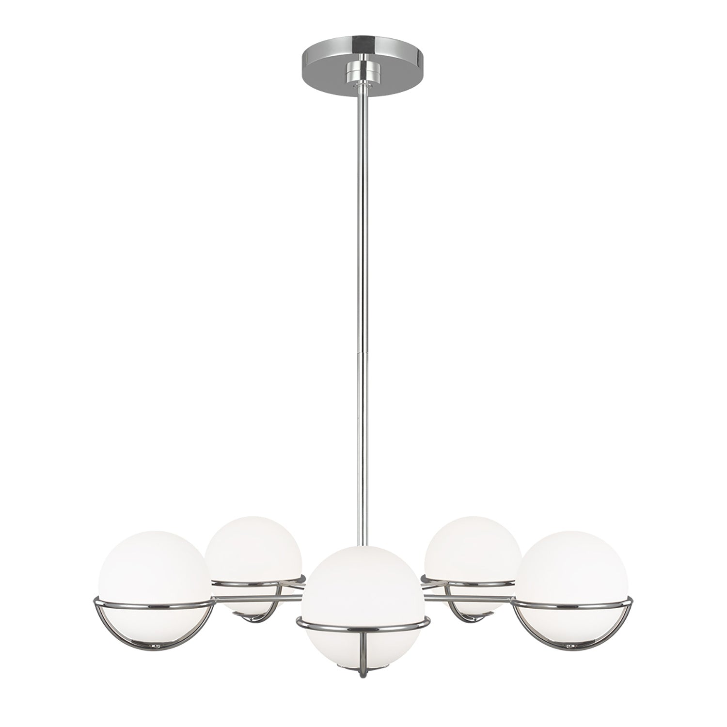 Lampadario Apollo Acciaio Nichel Vetro 5 Luci G9 3 Ledw 3000K 1600Lm