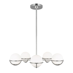 Lampadario Apollo Acciaio Nichel Vetro 5 Luci G9 3 Ledw 3000K 1600Lm