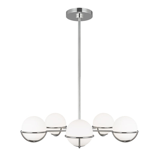Lampadario Apollo Acciaio Nichel Vetro 5 Luci G9 3 Ledw 3000K 1600Lm