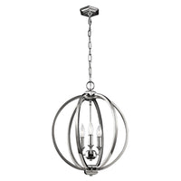 Lampadario Classico Corinne Acciaio Nichel Lucido 3 Luci E14 D43,2Cm
