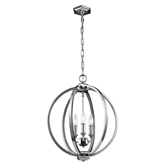 Lampadario Classico Corinne Acciaio Nichel Lucido 3 Luci E14 D43,2Cm
